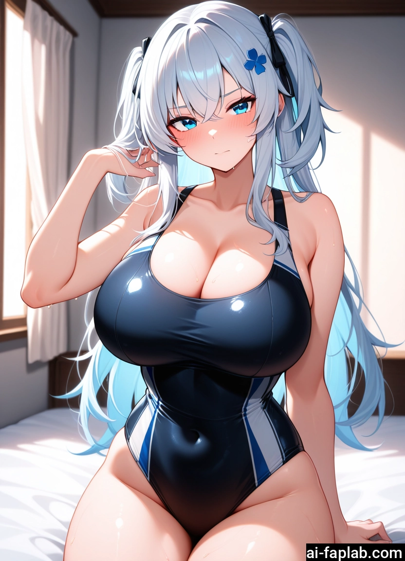 breasts, 1girl, swimsuit, solo, one-piece swimsuit, cleavage · Yamete.gg