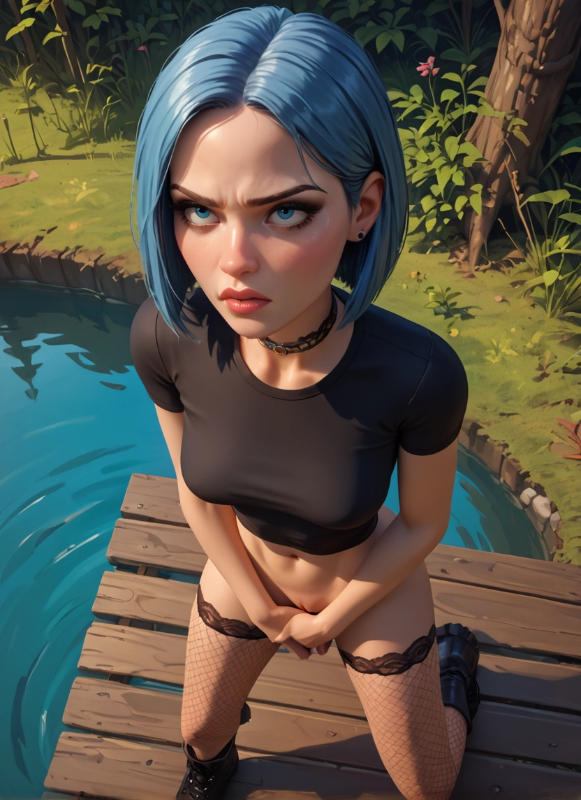 1girl, solo, fishnets, fishnet thighhighs, blue eyes, thighhighs · Yamete.gg