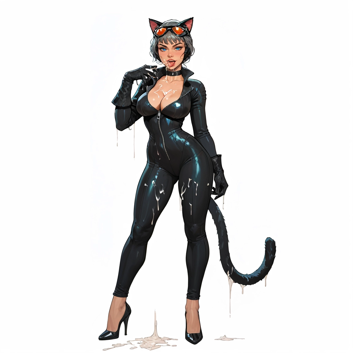 1girl, animal ears, breasts, tail, solo, cat ears · Yamete.gg
