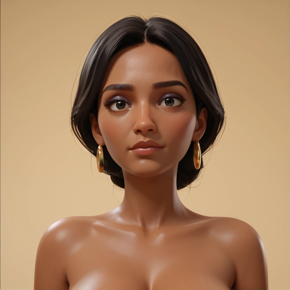 1girl, solo, earrings, jewelry, breasts, dark-skinned female · Yamete.gg