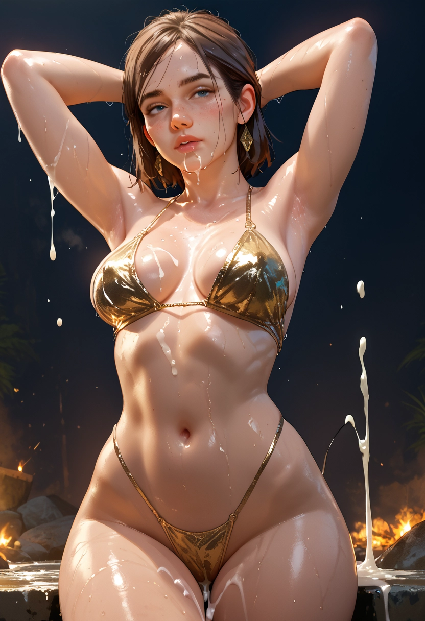 1girl, swimsuit, bikini, gold bikini, solo, breasts · Yamete.gg