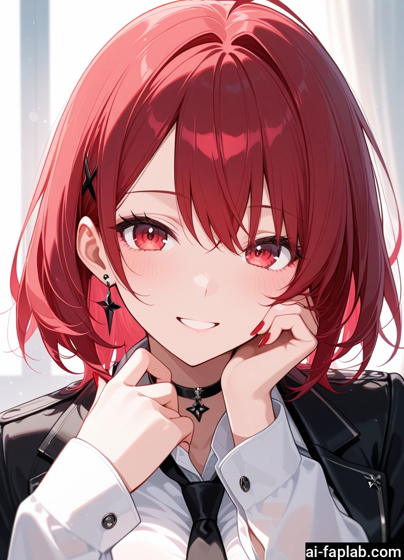 1girl, solo, smile, necktie, jewelry, choker · Yamete.gg