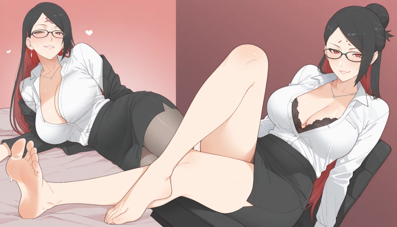 1girl, skirt, barefoot, feet, underwear, breasts · Yamete.gg