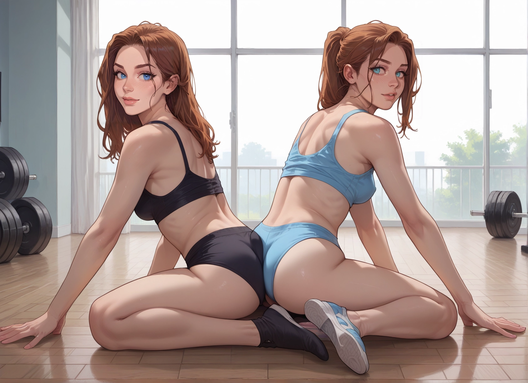 1girl, ass, blue eyes, solo, breasts, looking at viewer · Yamete.gg