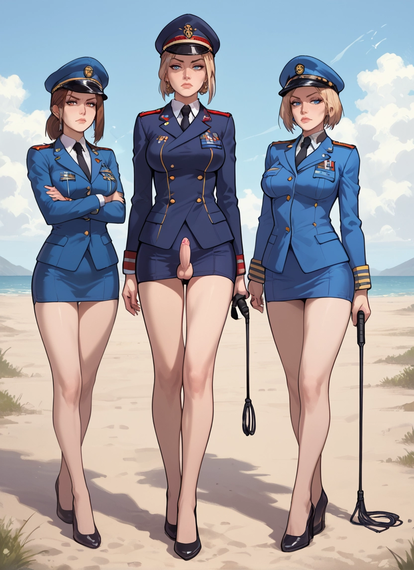 futanari, multiple girls, penis, 2girls, blue eyes, uniform · Yamete.gg