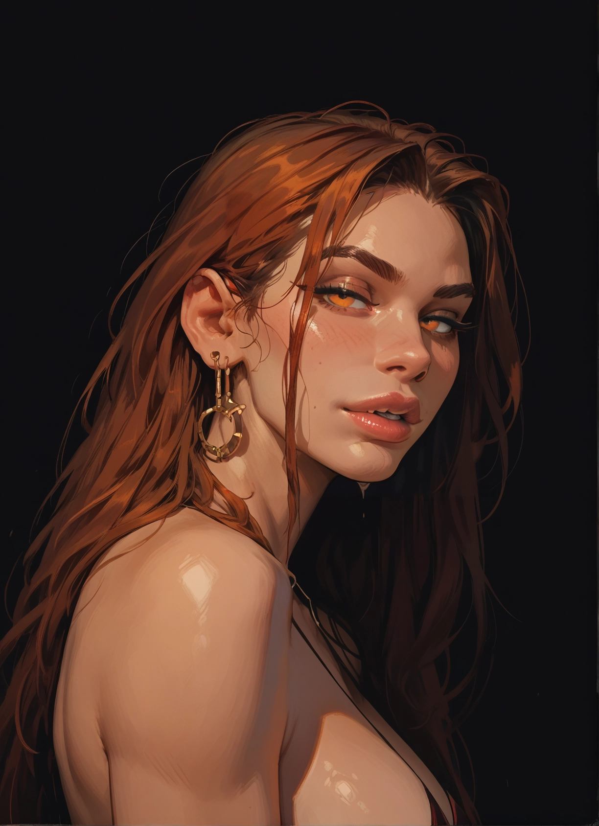 1girl, jewelry, earrings, solo, breasts, long hair · Yamete.gg