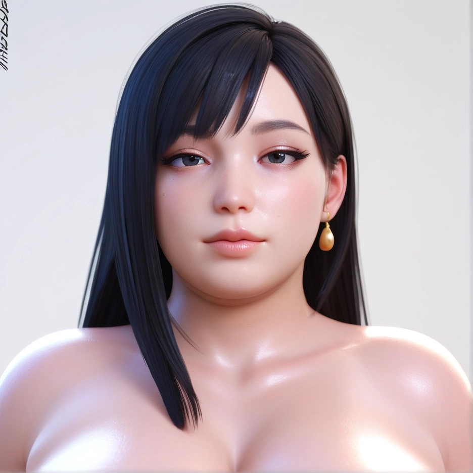 1girl, solo, earrings, jewelry, long hair, black hair · Yamete.gg