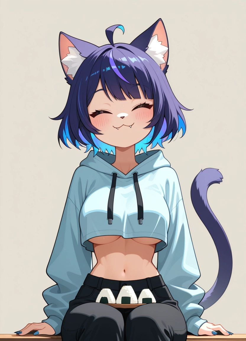 1girl, animal ears, tail, solo, cat tail, underboob · Yamete.gg