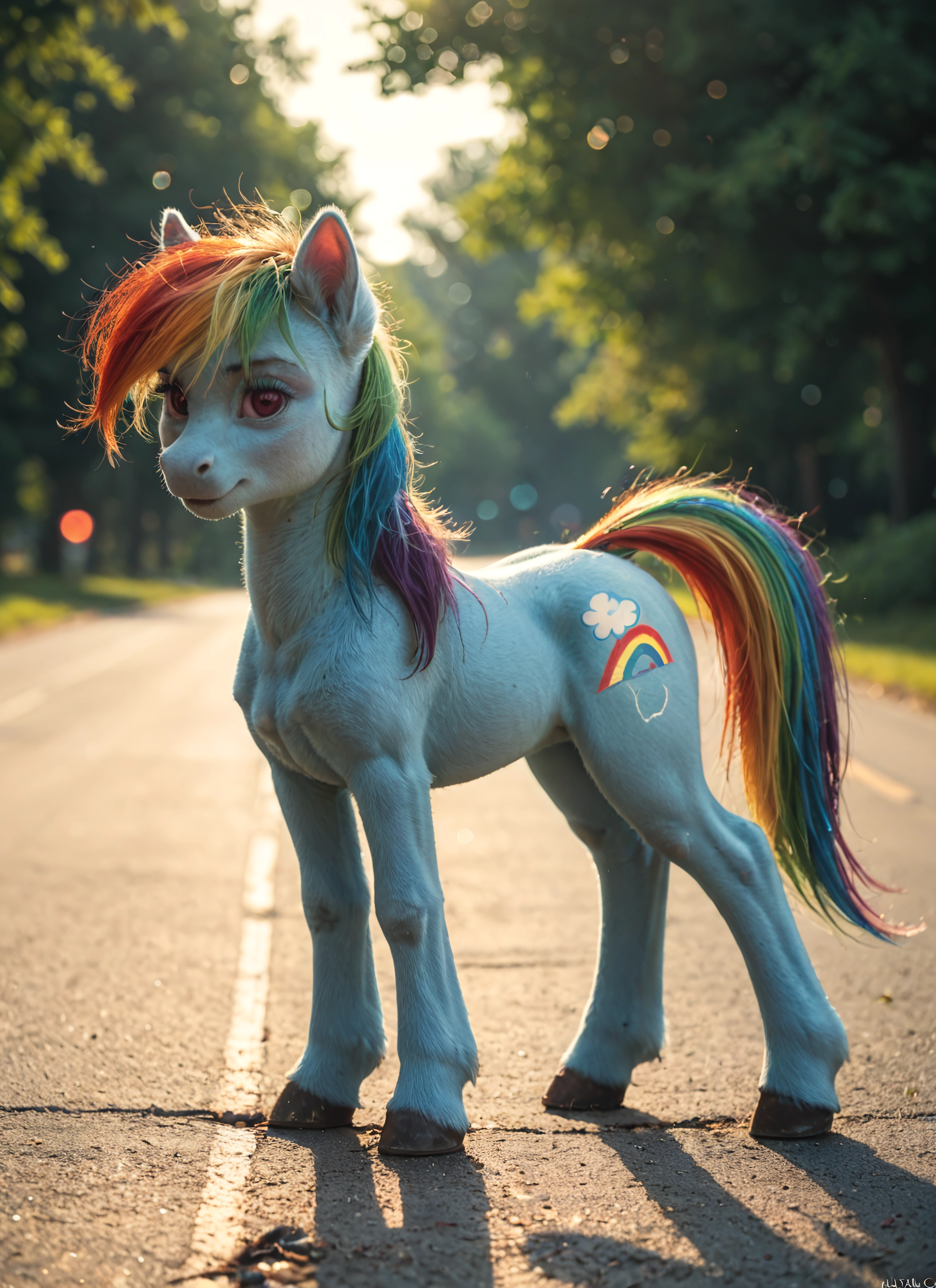 furry, no humans, solo, outdoors, multicolored hair, looking at viewer · Yamete.gg
