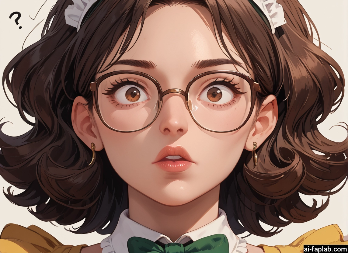 1girl, solo, brown hair, glasses, jewelry, earrings · Yamete.gg