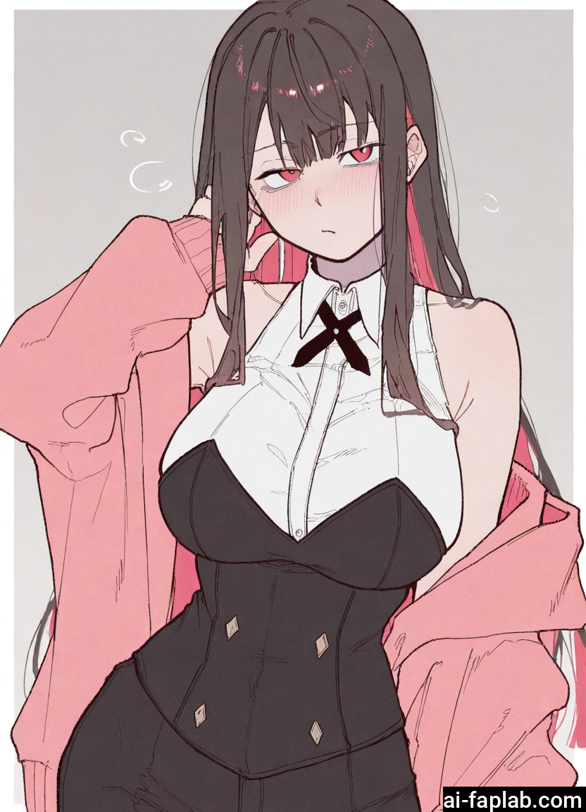 1girl, breasts, solo, long hair, blush, multicolored hair