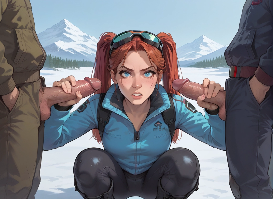 1girl, multiple boys, penis, handjob, multiple penises, goggles · Yamete.gg