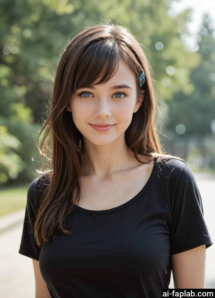 1girl, solo, shirt, looking at viewer, brown hair, hair ornament