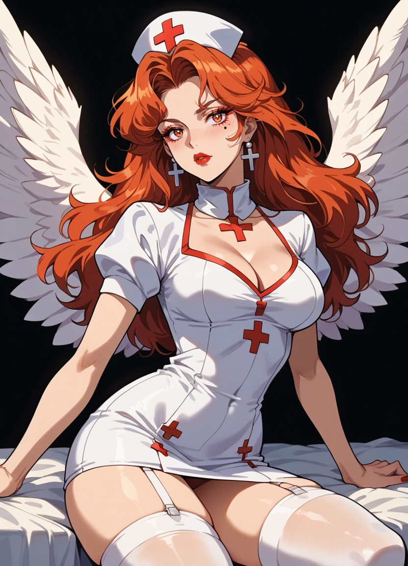 1girl, breasts, solo, nurse cap, nurse, red lips · Yamete.gg