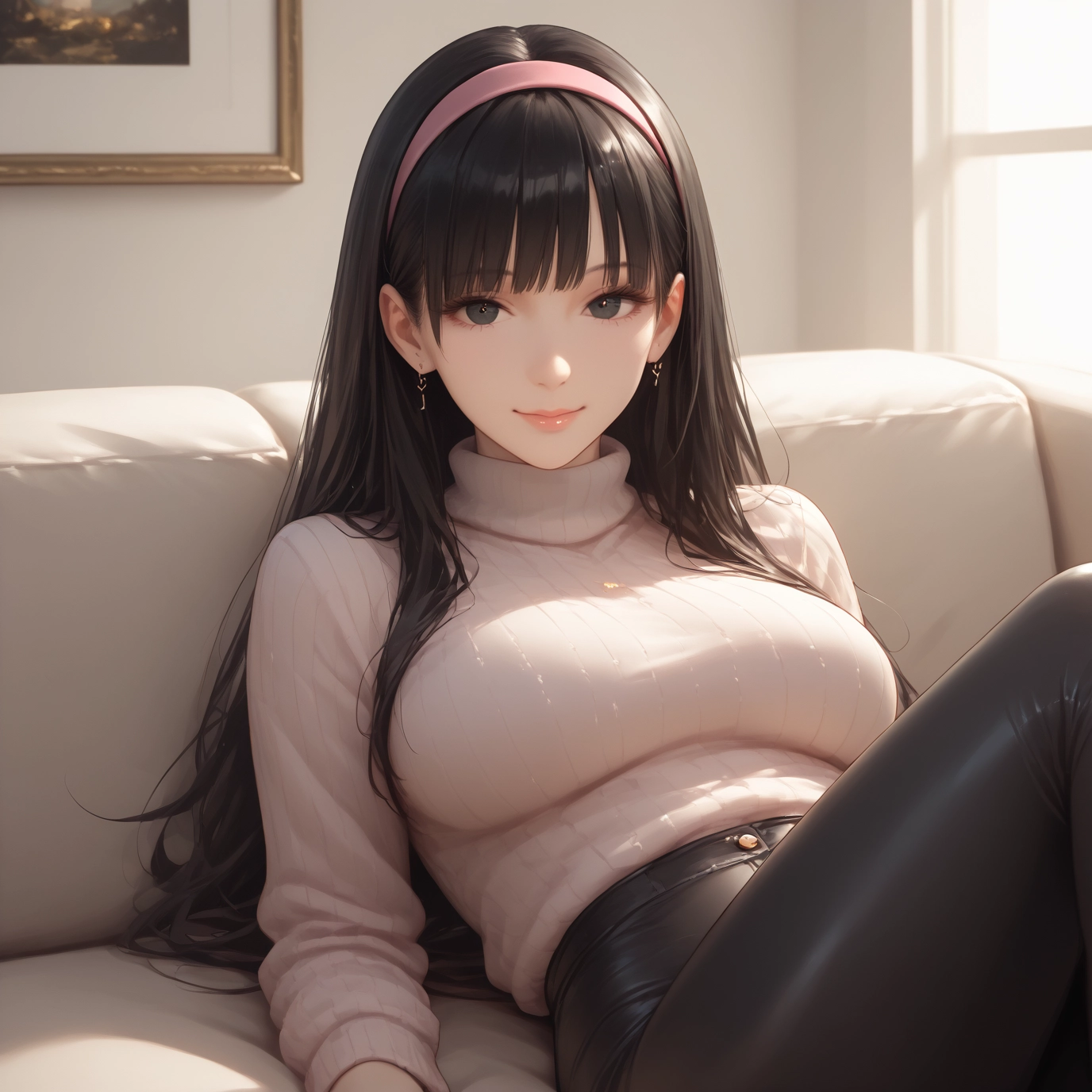 1girl, long hair, solo, breasts, jewelry, earrings · Yamete.gg