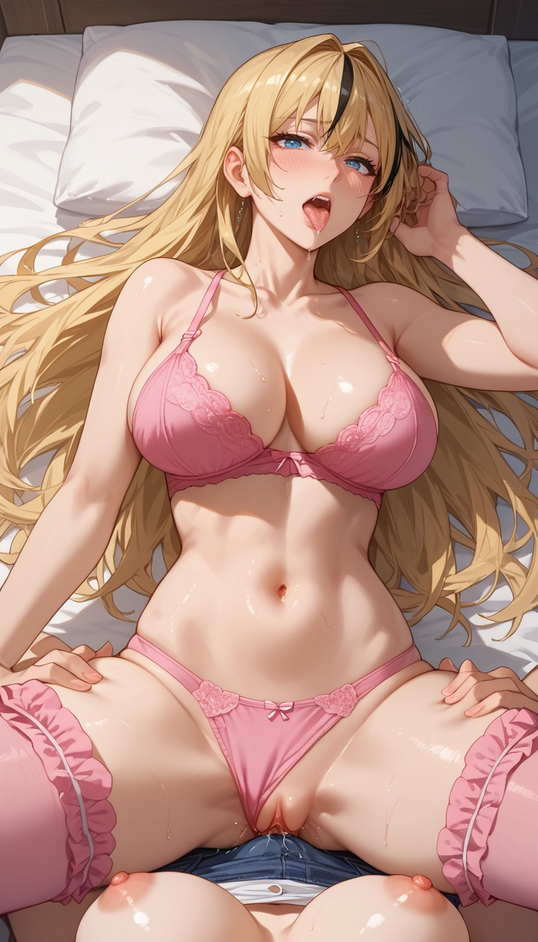 futanari, breasts, bra, underwear, pink bra, panties · Yamete.gg