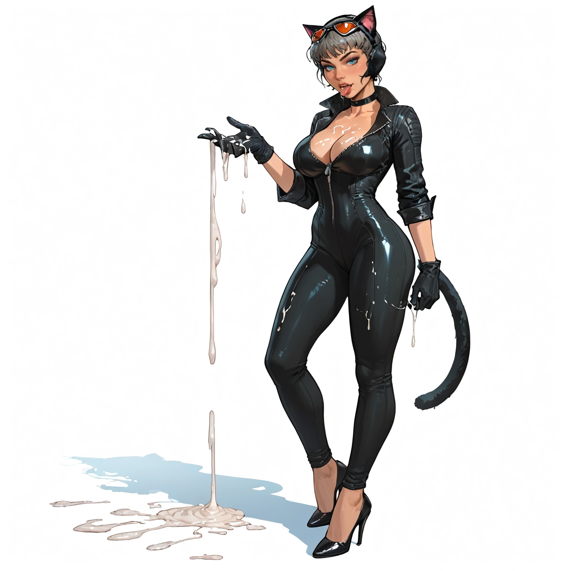 1girl, breasts, animal ears, tail, cat ears, solo · Yamete.gg