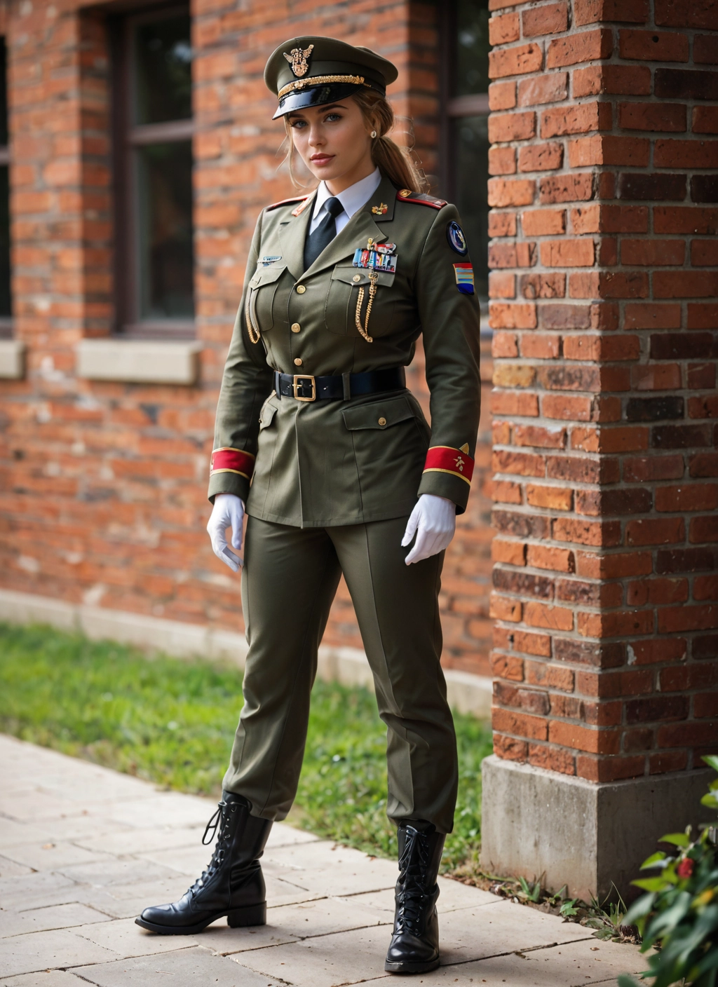 1girl, uniform, solo, military, military uniform, boots