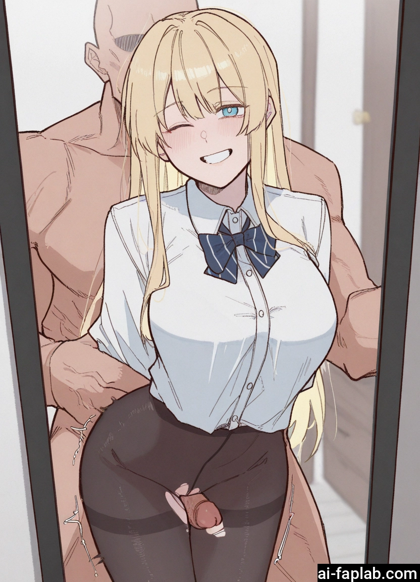 1girl, pantyhose, penis, 1boy, blonde hair, hetero