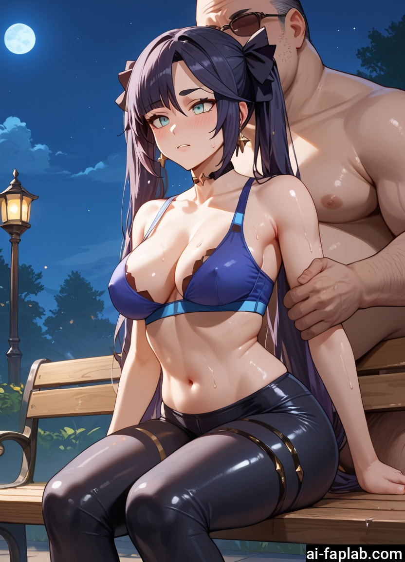 1girl, breasts, 1boy, twintails, choker, navel · Yamete.gg