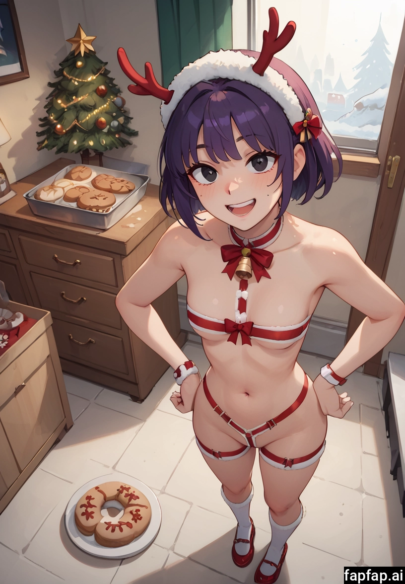 1girl, purple hair, looking at viewer, socks, solo, smile · Yamete.gg