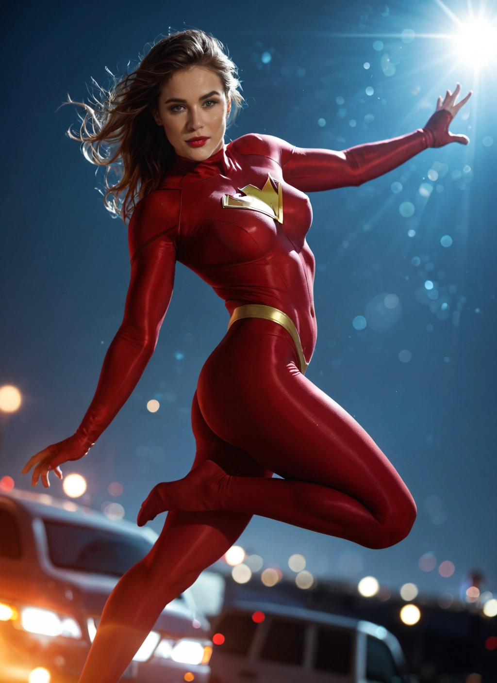 1girl, bodysuit, solo, ground vehicle, breasts, skin tight · Yamete.gg