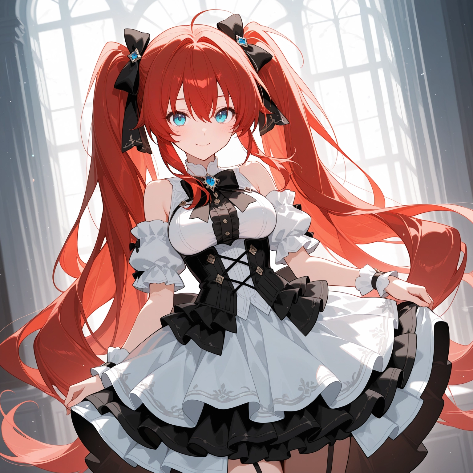 1girl, solo, bow, long hair, twintails, smile · Yamete.gg