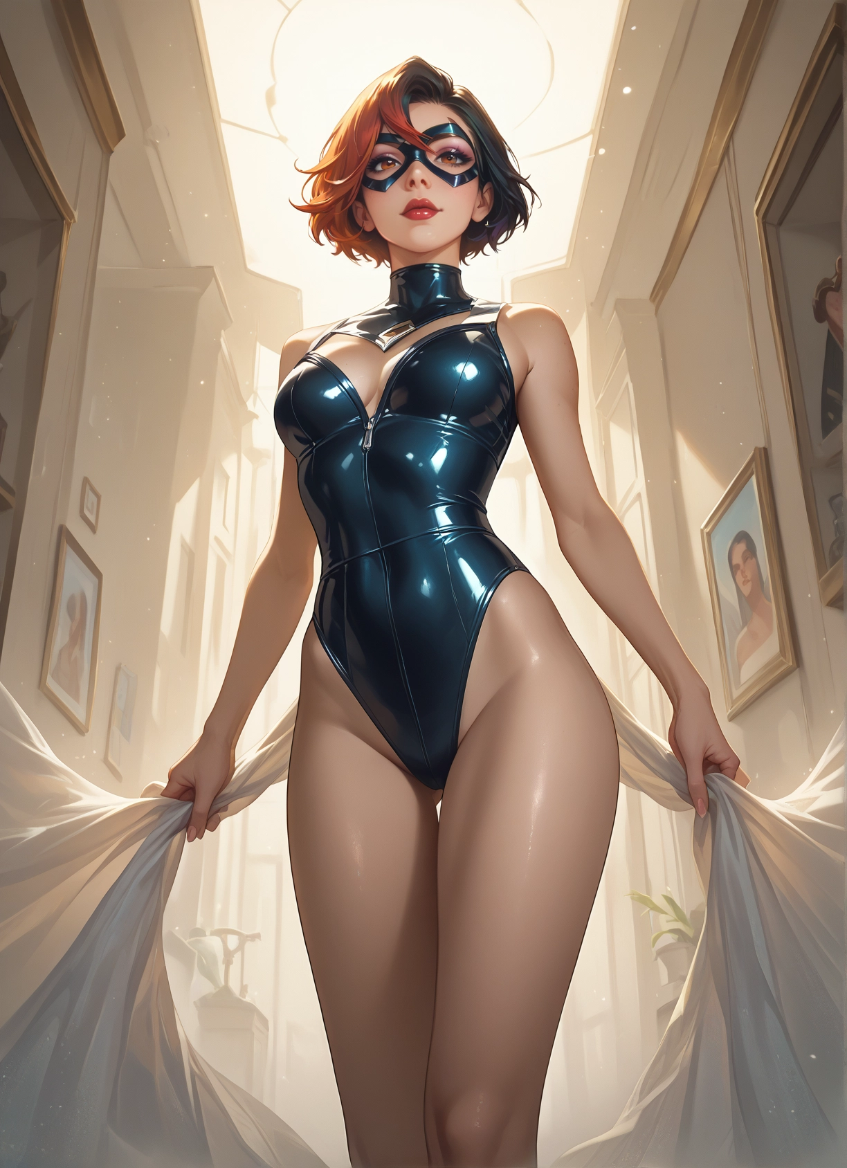 1girl, breasts, short hair, solo, mask, looking at viewer · Yamete.gg
