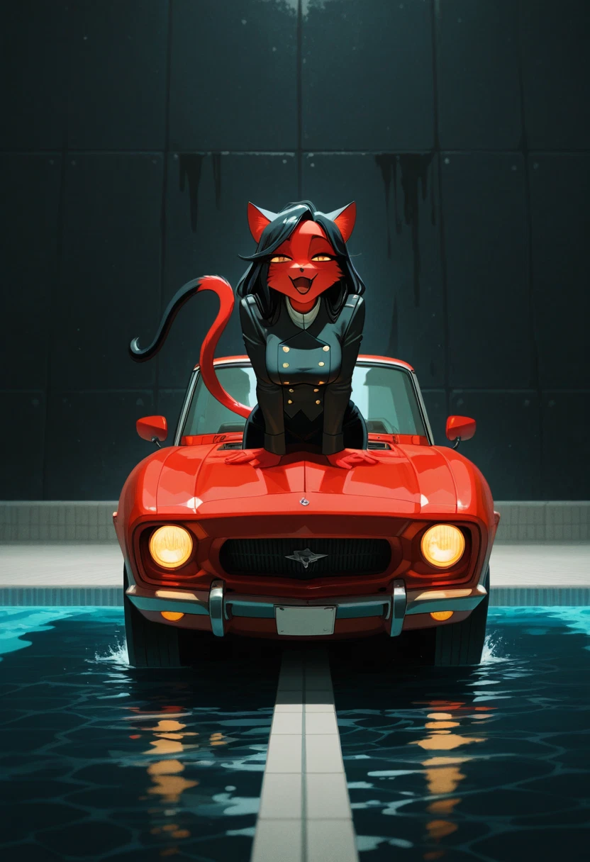 furry, 1girl, tail, red skin, animal ears, cat ears · Yamete.gg
