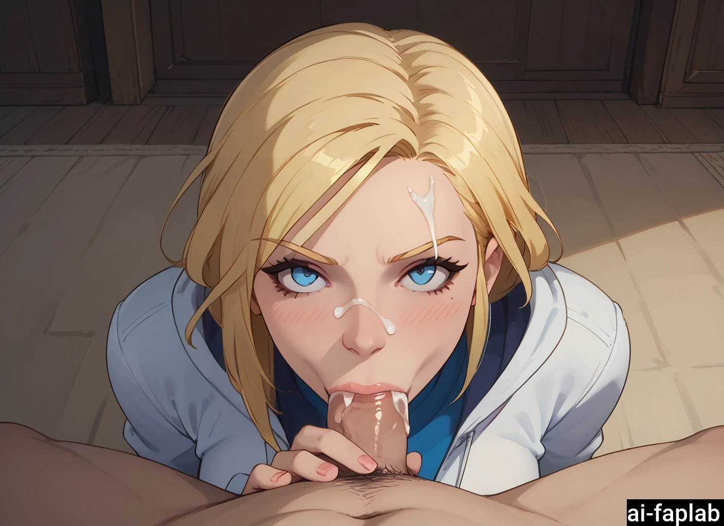 1girl, penis, fellatio, hetero, blonde hair, 1boy · Yamete.gg