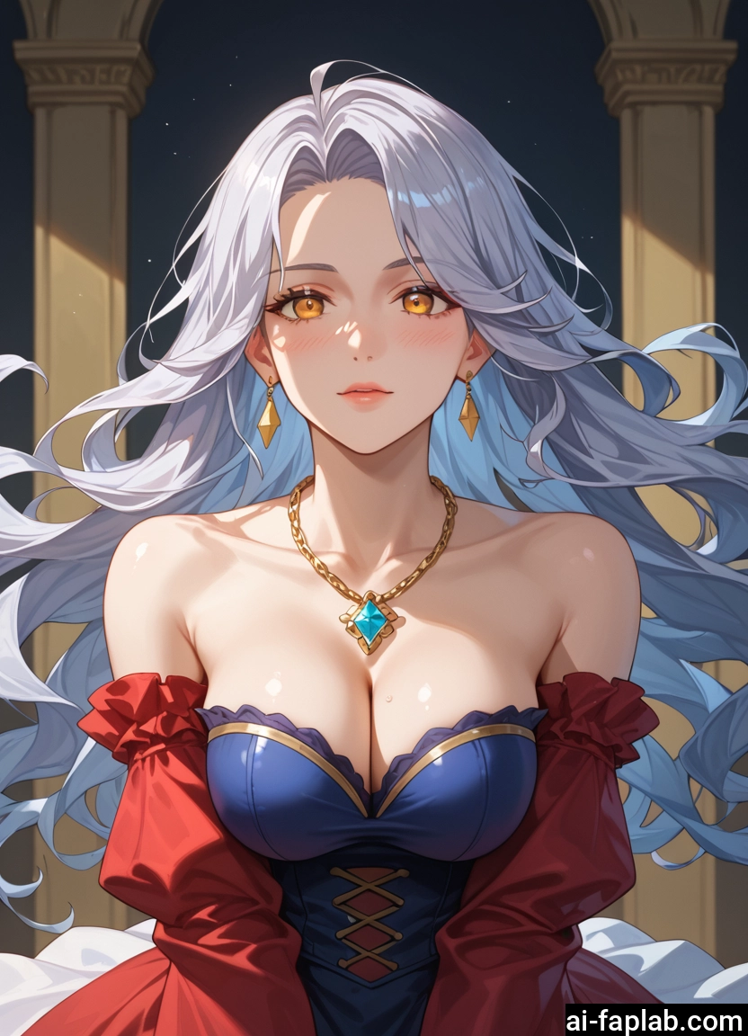 1girl, breasts, long hair, jewelry, earrings, cleavage