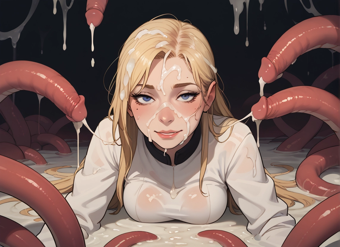 1girl, blonde hair, tentacles, cum, blue eyes, breasts · Yamete.gg