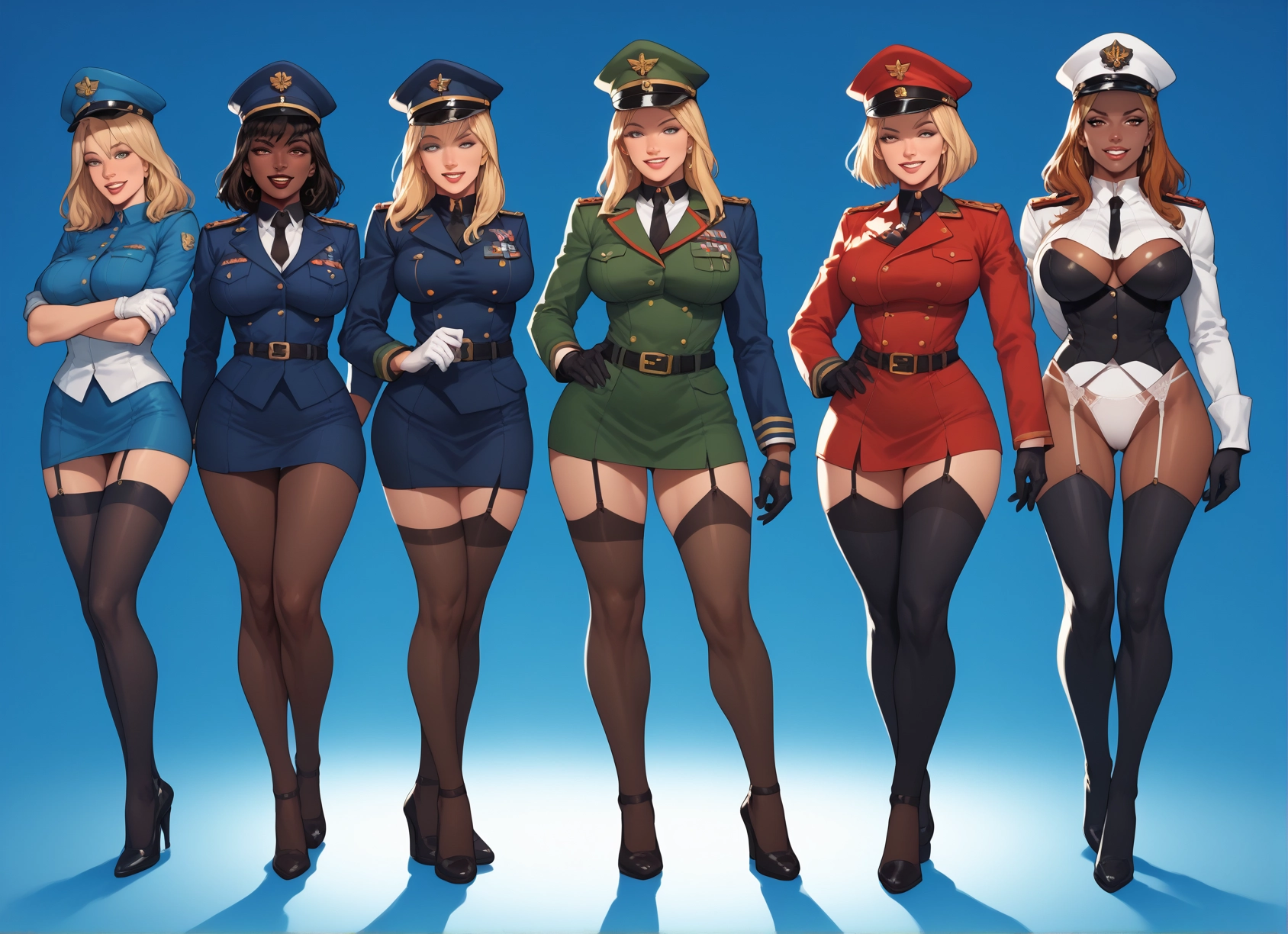 breasts, thighhighs, blonde hair, gloves, hat, skirt · Yamete.gg