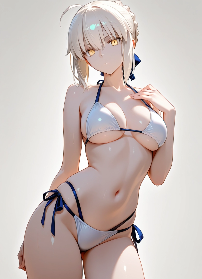 artoria pendragon (fate), 1girl, breasts, swimsuit, solo, bikini