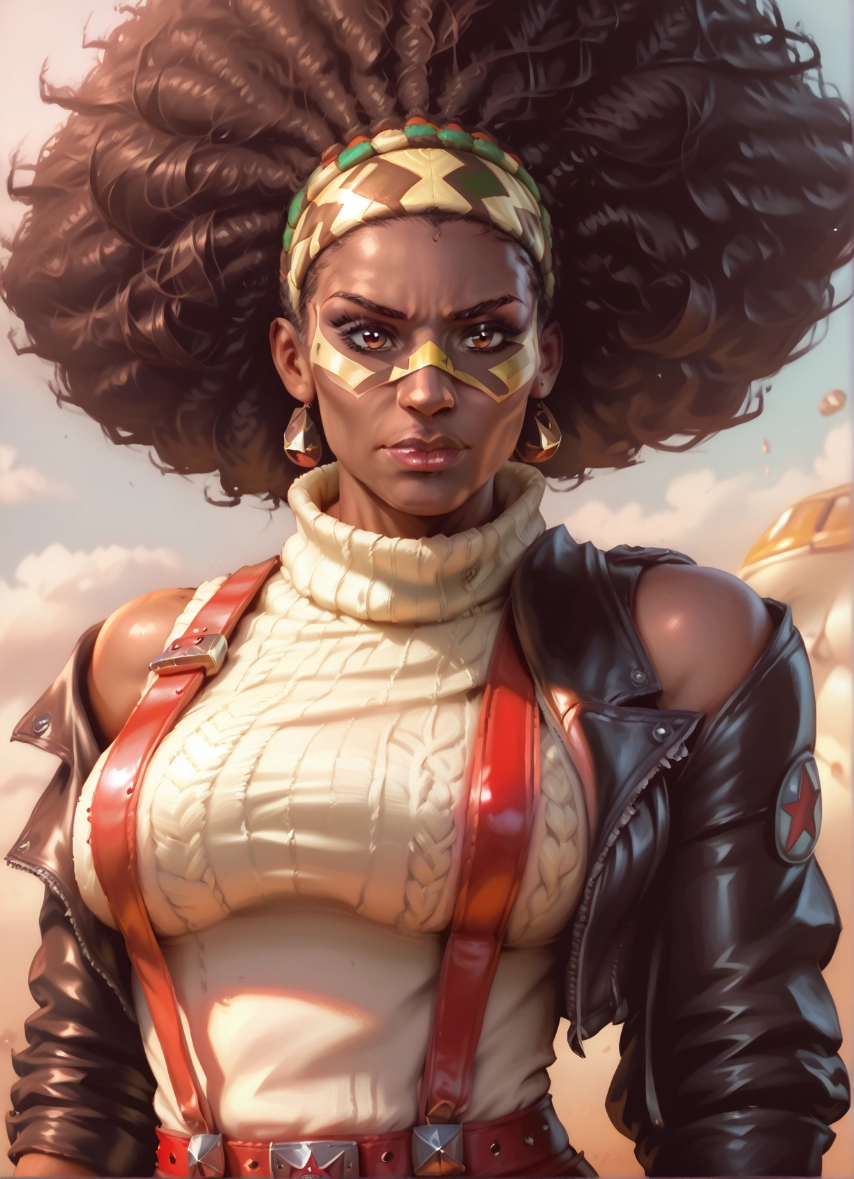 1girl, solo, jewelry, dark skin, earrings, breasts · Yamete.gg