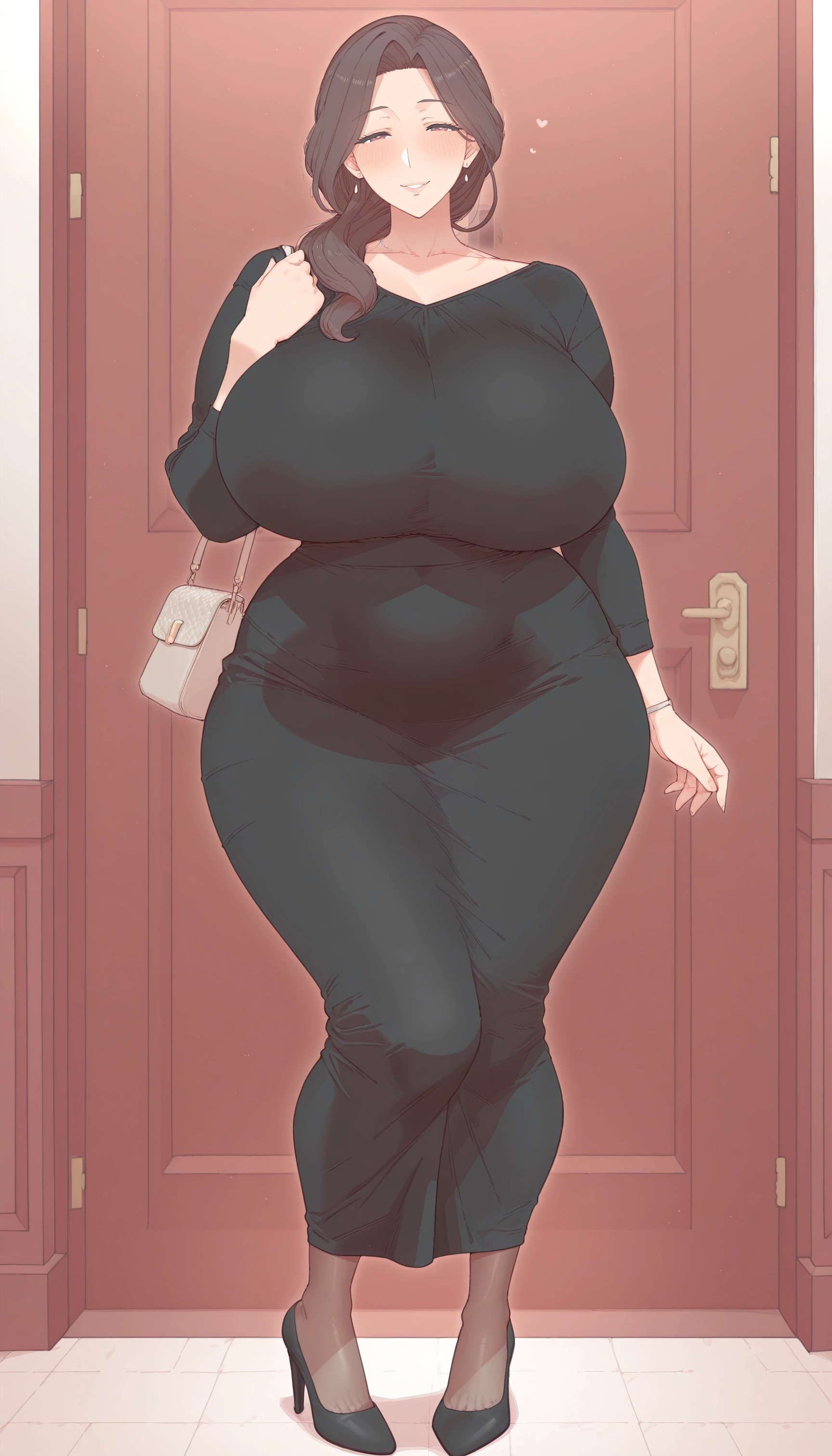 futanari, 1girl, breasts, dress, jewelry, bag · Yamete.gg
