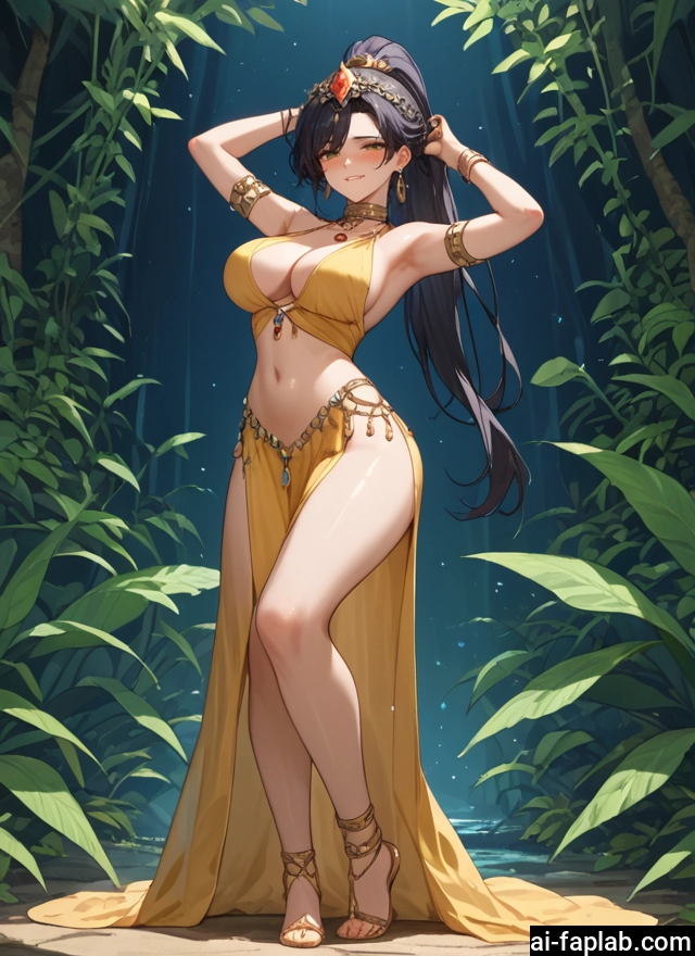 1girl, breasts, navel, jewelry, long hair, large breasts · Yamete.gg