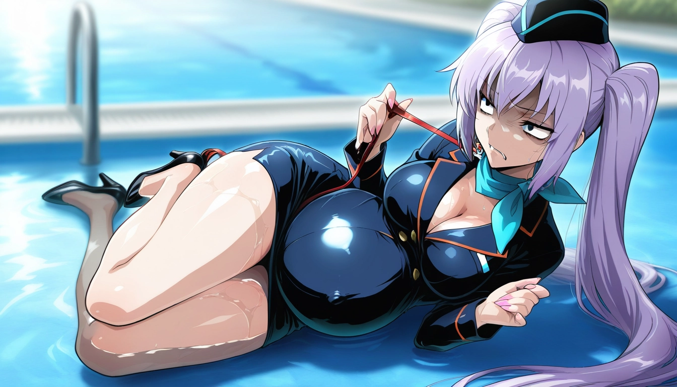 1girl, breasts, twintails, high heels, cleavage, long hair