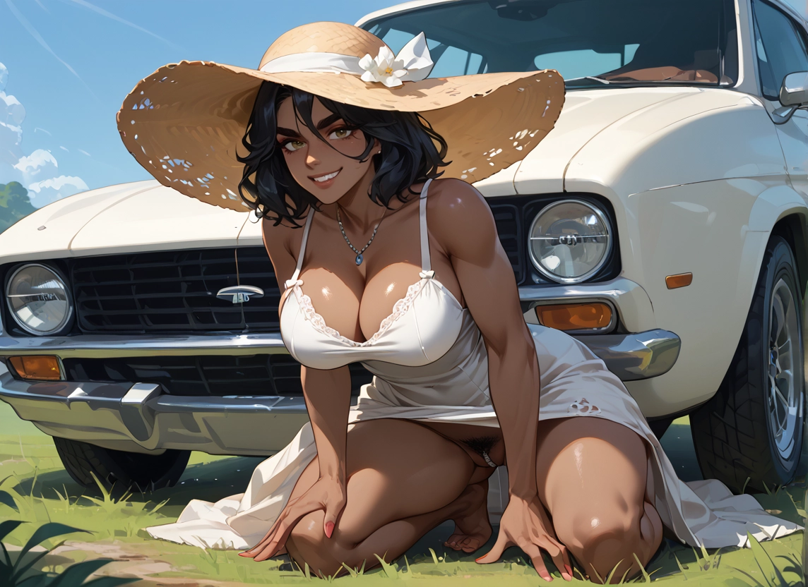 breasts, 1girl, hat, dress, pubic hair, female pubic hair · Yamete.gg