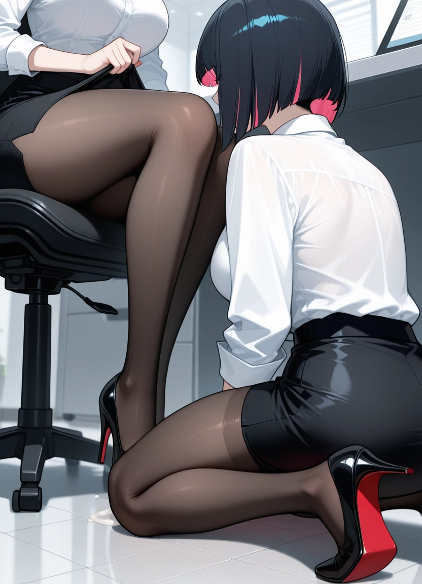 high heels, skirt, multiple girls, pantyhose, 2girls, shirt · Yamete.gg
