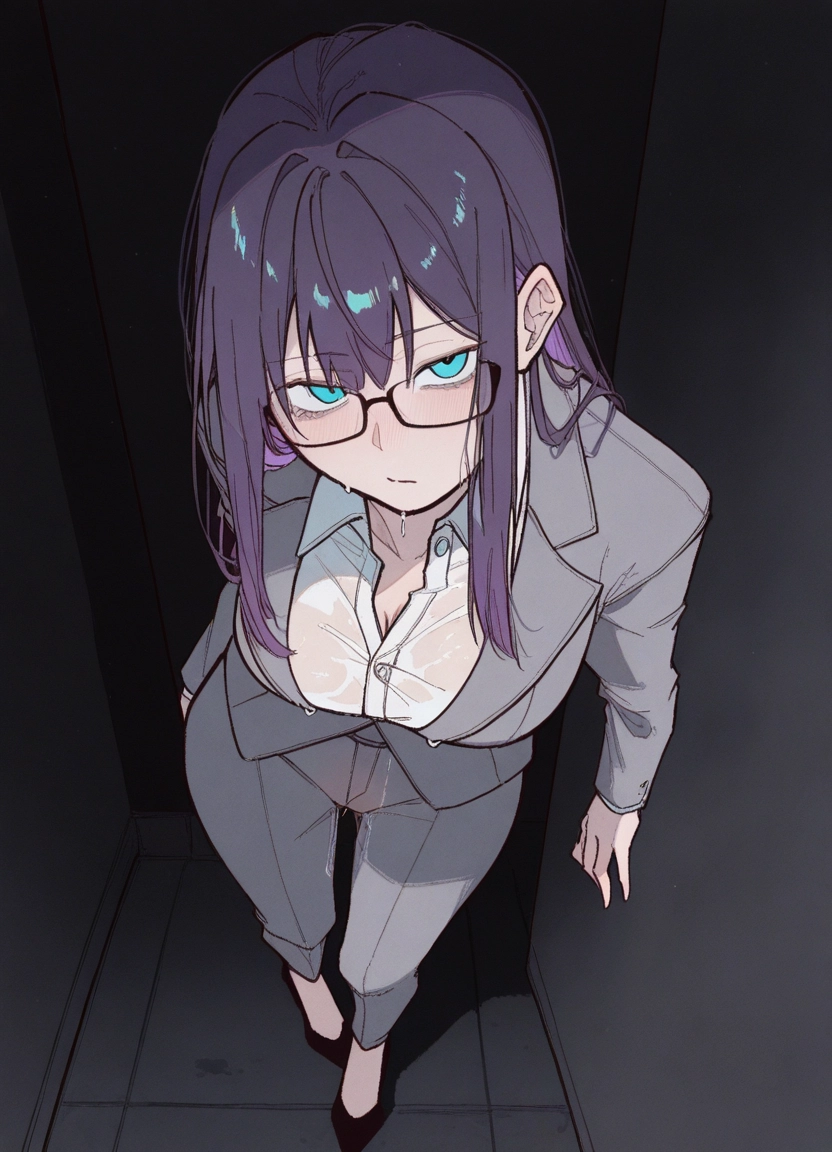 1girl, breasts, glasses, solo, wet, wet clothes · Yamete.gg
