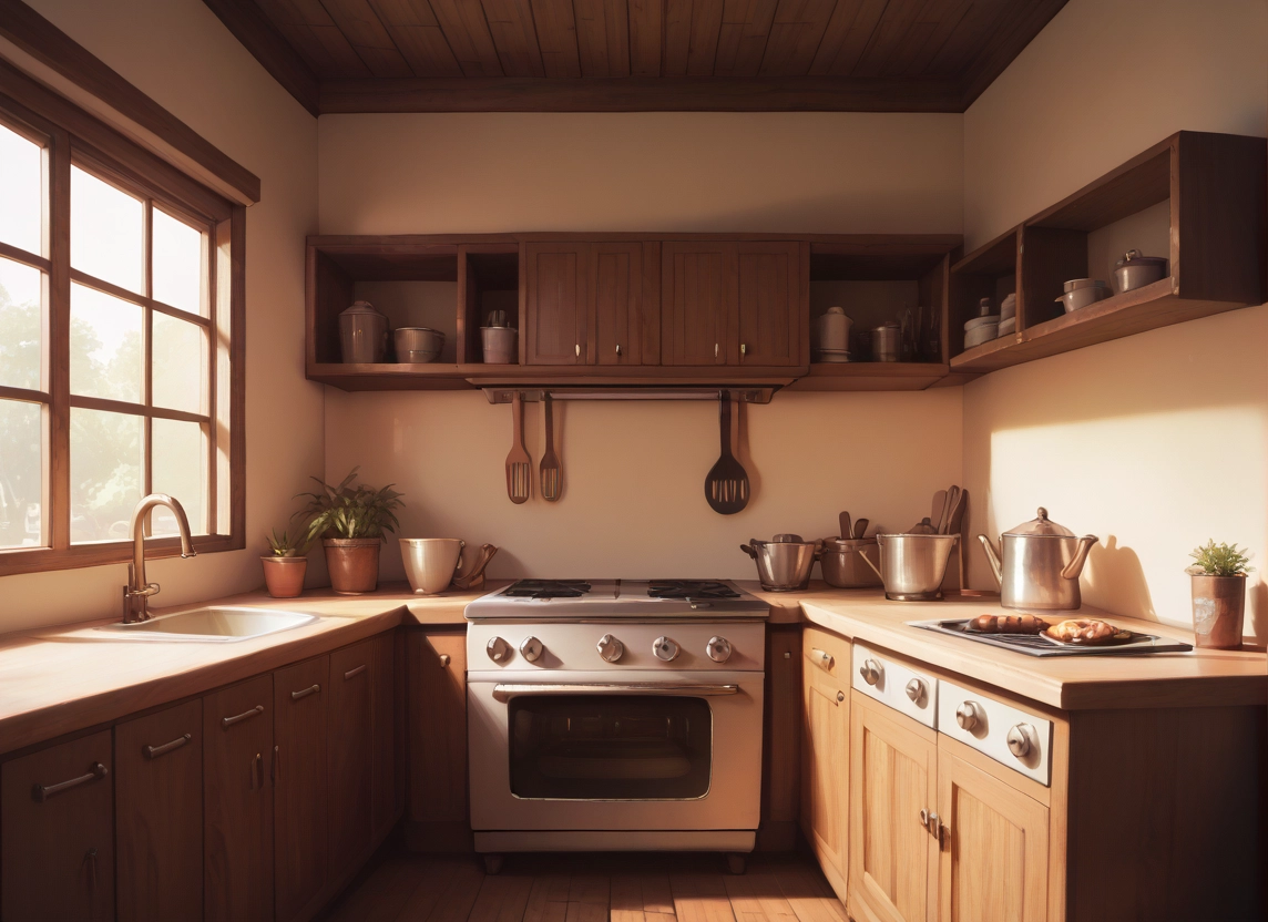 no humans, window, kitchen, plant, scenery, indoors · Yamete.gg