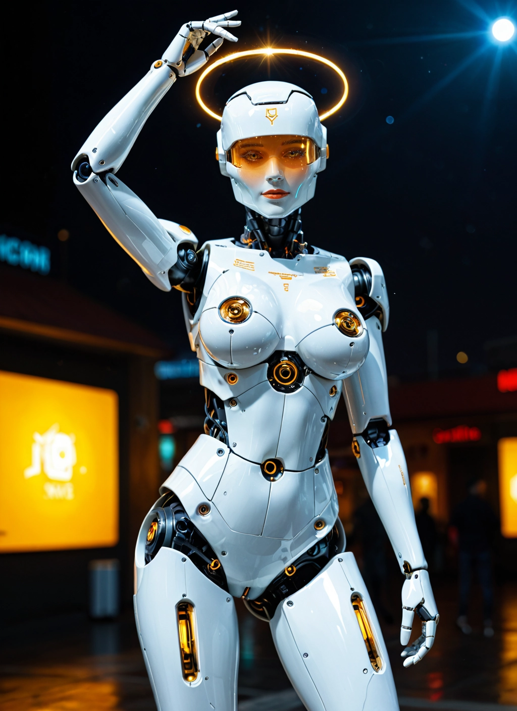 1girl, solo, breasts, halo, robot joints, science fiction · Yamete.gg