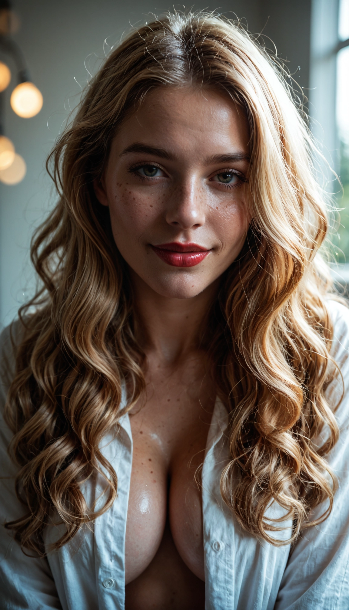 1girl, solo, breasts, long hair, realistic, freckles · Yamete.gg