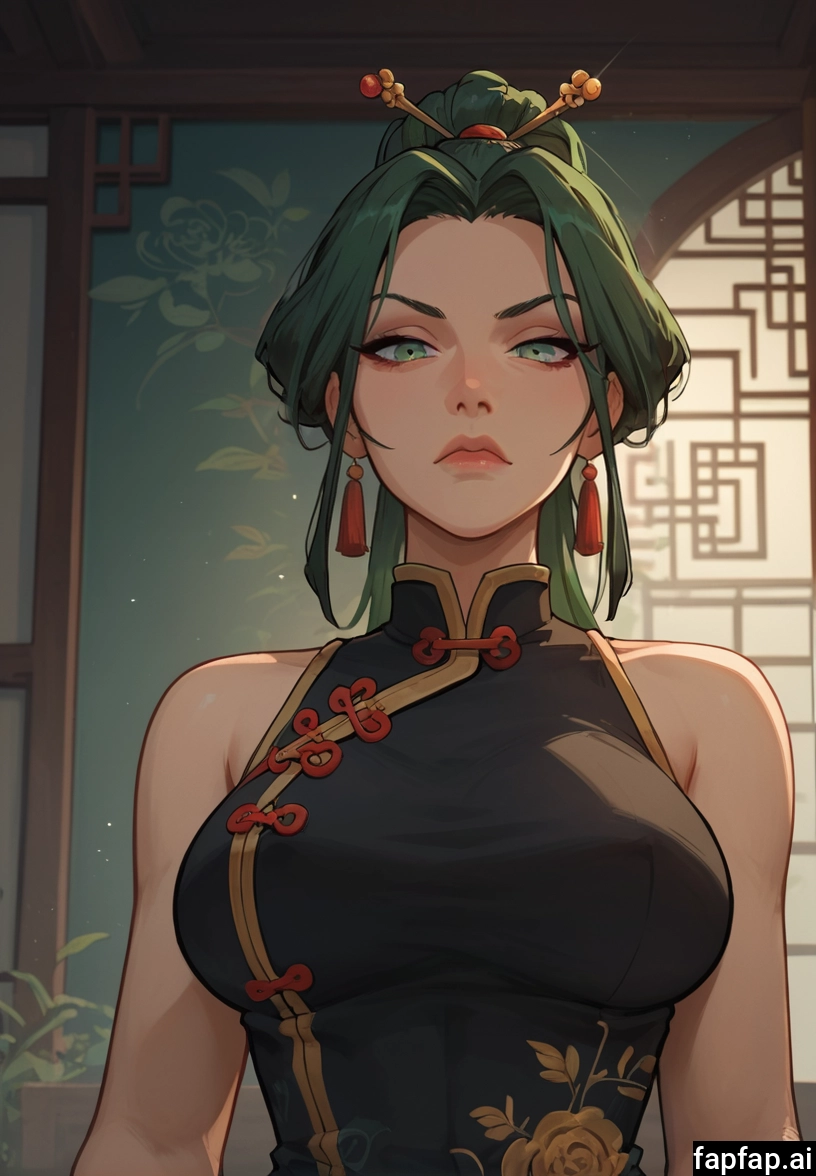 1girl, solo, green hair, breasts, earrings, jewelry