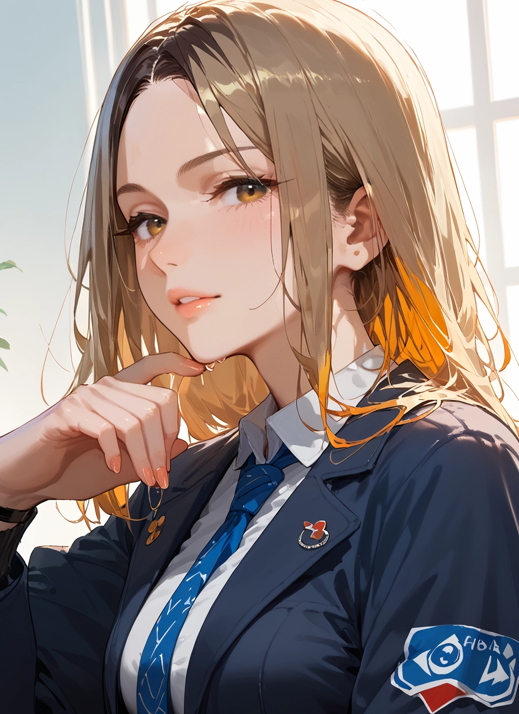 1girl, solo, necktie, looking at viewer, shirt, jacket · Yamete.gg
