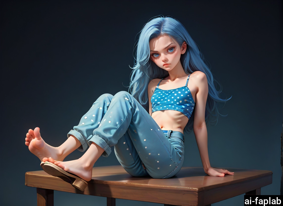 1girl, solo, long hair, barefoot, feet, blue eyes · Yamete.gg