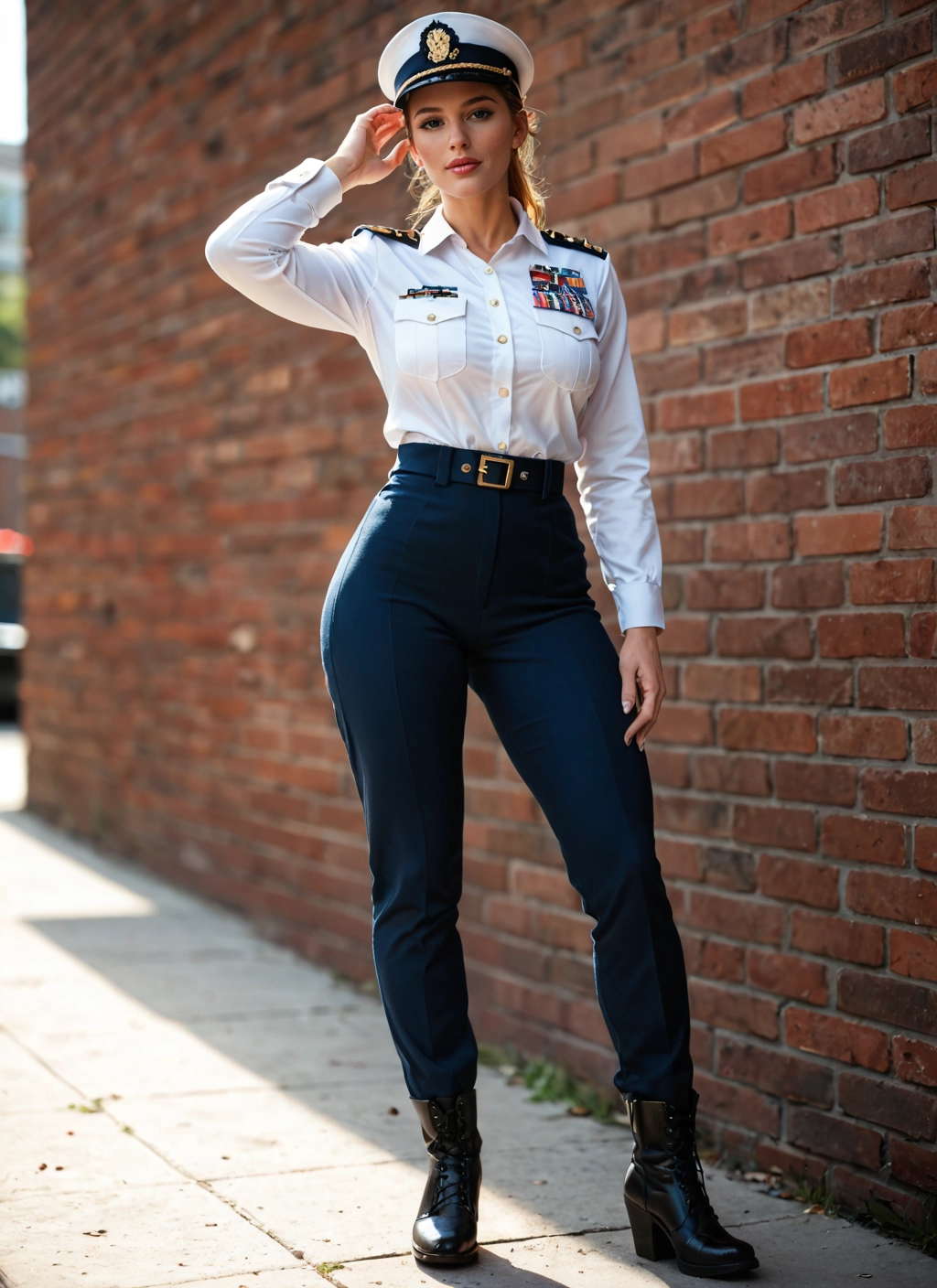 1girl, solo, blonde hair, pants, boots, uniform · Yamete.gg