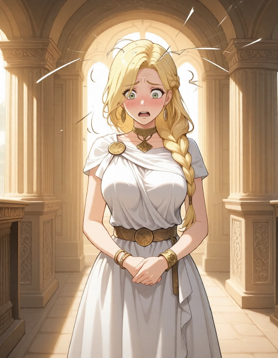 1girl, jewelry, solo, blonde hair, long hair, green eyes · Yamete.gg