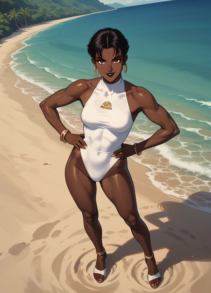 1girl, jewelry, solo, dark skin, earrings, swimsuit · Yamete.gg